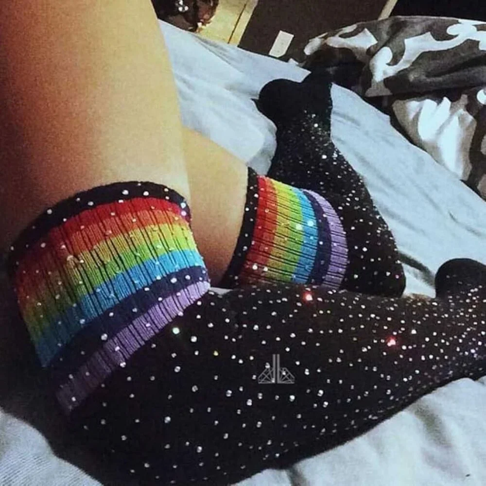 New Sexy Striped Over The Knee Stockings One Size